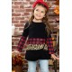 Little Girls Plaid and Leopard Colorblock Long Sleeve Top Little Girls Plaid and Leopard Colorblock Long Sleeve Top