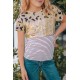Leopard Striped Sequin Patchwork Girl's Short Sleeve Top Leopard Striped Sequin Patchwork Girl's Short Sleeve Top