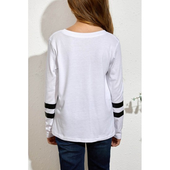 Girl's Plaid Heart Striped Print Long Sleeve Top Girl's Plaid Heart Striped Print Long Sleeve Top