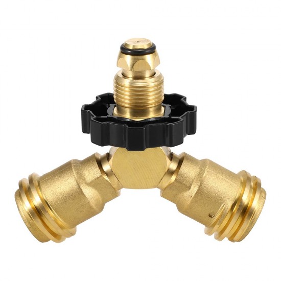 Propane Tank Y-Splitter Adapter Two Way LPG Adapter Tee Connector QCC1 Tank T Adapter Work with BBQ Grills Camping Stoves Heater Propane Tank Y-Splitter Adapter Two Way LPG Adapter Tee Connector QCC1 Tank T Adapter Work with BBQ Grills Camping Stoves Heater