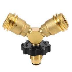 Propane Tank Y-Splitter Adapter Two Way LPG Adapter Tee Connector QCC1 Tank T Adapter Work with BBQ Grills Camping Stoves Heater