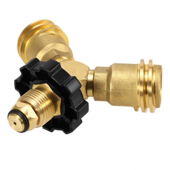 Propane Tank Y-Splitter Adapter Two Way LPG Adapter Tee Connector QCC1 Tank T Adapter Work with BBQ Grills Camping Stoves Heater Propane Tank Y-Splitter Adapter Two Way LPG Adapter Tee Connector QCC1 Tank T Adapter Work with BBQ Grills Camping Stoves Heater