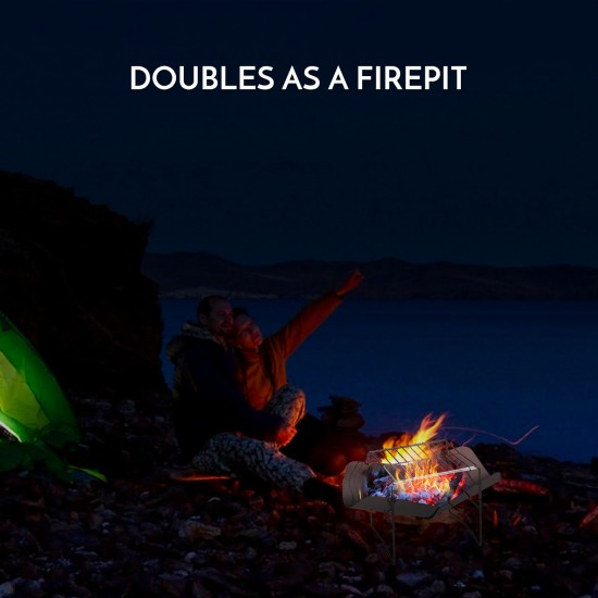 2-in-1 Portable Folding Stainless Steel Barbecue Grill Camp Firepit Outdoor Camping Backpakcing Wood Burning Stove 2-in-1 Portable Folding Stainless Steel Barbecue Grill Camp Firepit Outdoor Camping Backpakcing Wood Burning Stove