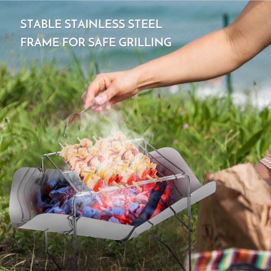2-in-1 Portable Folding Stainless Steel Barbecue Grill Camp Firepit Outdoor Camping Backpakcing Wood Burning Stove 2-in-1 Portable Folding Stainless Steel Barbecue Grill Camp Firepit Outdoor Camping Backpakcing Wood Burning Stove