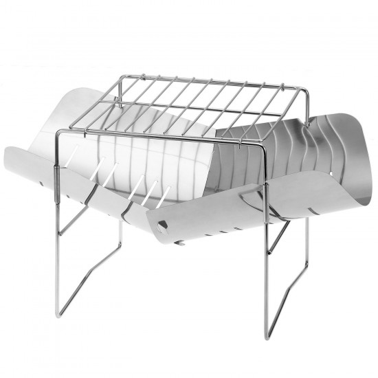 2-in-1 Portable Folding Stainless Steel Barbecue Grill Camp Firepit Outdoor Camping Backpakcing Wood Burning Stove 2-in-1 Portable Folding Stainless Steel Barbecue Grill Camp Firepit Outdoor Camping Backpakcing Wood Burning Stove