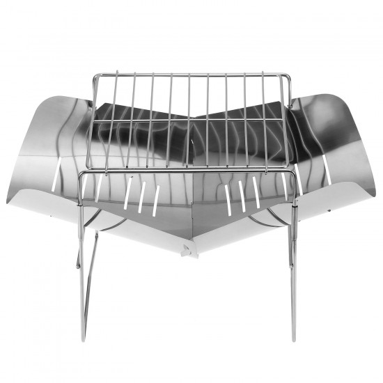 2-in-1 Portable Folding Stainless Steel Barbecue Grill Camp Firepit Outdoor Camping Backpakcing Wood Burning Stove 2-in-1 Portable Folding Stainless Steel Barbecue Grill Camp Firepit Outdoor Camping Backpakcing Wood Burning Stove