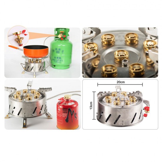 Self-Driving Tour Outdoor Stainless Steel 9-Head Stove Portable 9 Hole Fire And Brimstone Stove Single 1M Soft Tube Self-Driving Tour Outdoor Stainless Steel 9-Head Stove Portable 9 Hole Fire And Brimstone Stove Single 1M Soft Tube