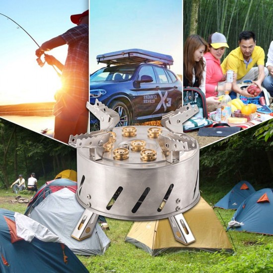Self-Driving Tour Outdoor Stainless Steel 9-Head Stove Portable 9 Hole Fire And Brimstone Stove Single 1M Soft Tube Self-Driving Tour Outdoor Stainless Steel 9-Head Stove Portable 9 Hole Fire And Brimstone Stove Single 1M Soft Tube