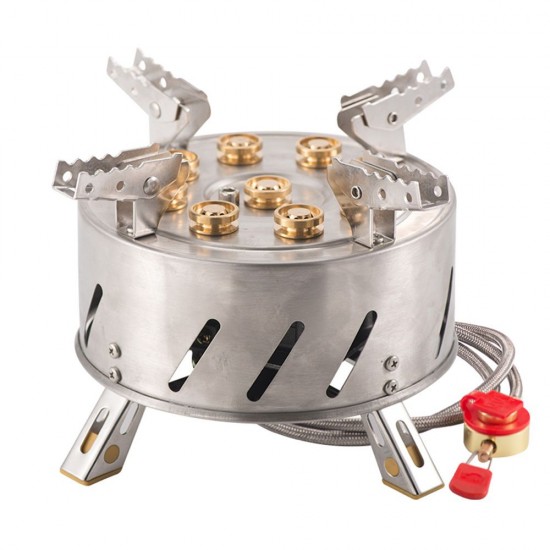Self-Driving Tour Outdoor Stainless Steel 9-Head Stove Portable 9 Hole Fire And Brimstone Stove Single 1M Soft Tube Self-Driving Tour Outdoor Stainless Steel 9-Head Stove Portable 9 Hole Fire And Brimstone Stove Single 1M Soft Tube