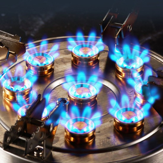 Self-Driving Tour Outdoor Stainless Steel 9-Head Stove Portable 9 Hole Fire And Brimstone Stove Single 1M Soft Tube Self-Driving Tour Outdoor Stainless Steel 9-Head Stove Portable 9 Hole Fire And Brimstone Stove Single 1M Soft Tube