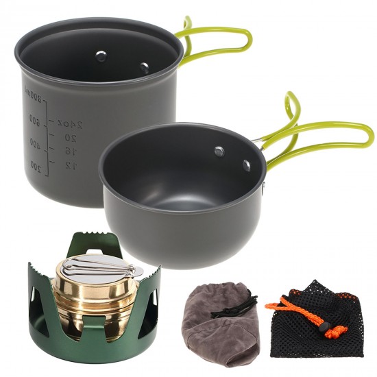 Mini Alcohol Stove Cooking Pot Cookset for Outdoor Camping Hiking Backpacking Fishing Mini Alcohol Stove Cooking Pot Cookset for Outdoor Camping Hiking Backpacking Fishing