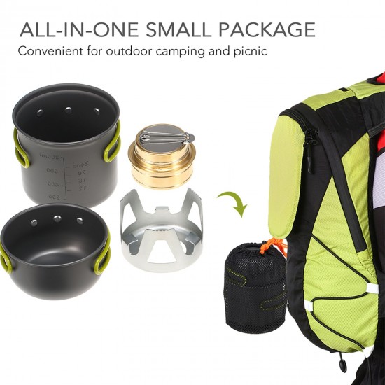 Mini Alcohol Stove Cooking Pot Cookset for Outdoor Camping Hiking Backpacking Fishing Mini Alcohol Stove Cooking Pot Cookset for Outdoor Camping Hiking Backpacking Fishing