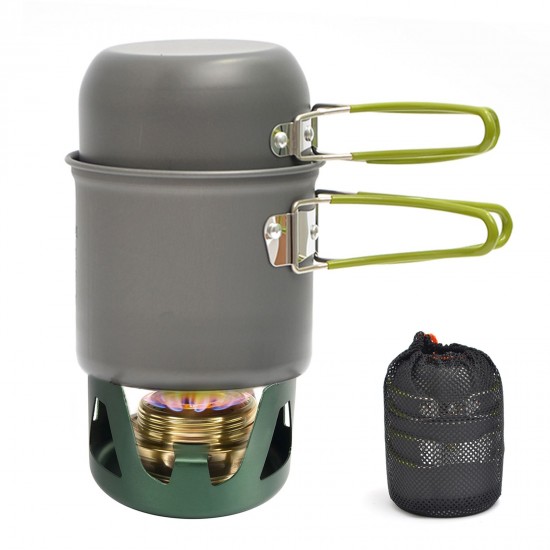 Mini Alcohol Stove Cooking Pot Cookset for Outdoor Camping Hiking Backpacking Fishing Mini Alcohol Stove Cooking Pot Cookset for Outdoor Camping Hiking Backpacking Fishing