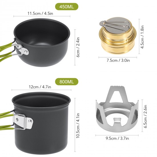 Mini Alcohol Stove Cooking Pot Cookset for Outdoor Camping Hiking Backpacking Fishing Mini Alcohol Stove Cooking Pot Cookset for Outdoor Camping Hiking Backpacking Fishing