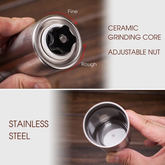 Manual Coffee Grinder Portable Hand Coffee Grinder with Adjustable Setting Conical Ceramic Burr Grinder Stainless Steel Coffee Mill for Drip Coffee Espresso for Home and Travel Manual Coffee Grinder Portable Hand Coffee Grinder with Adjustable Setting Conical Ceramic Burr Grinder Stainless Steel Coffee Mill for Drip Coffee Espresso for Home and Travel