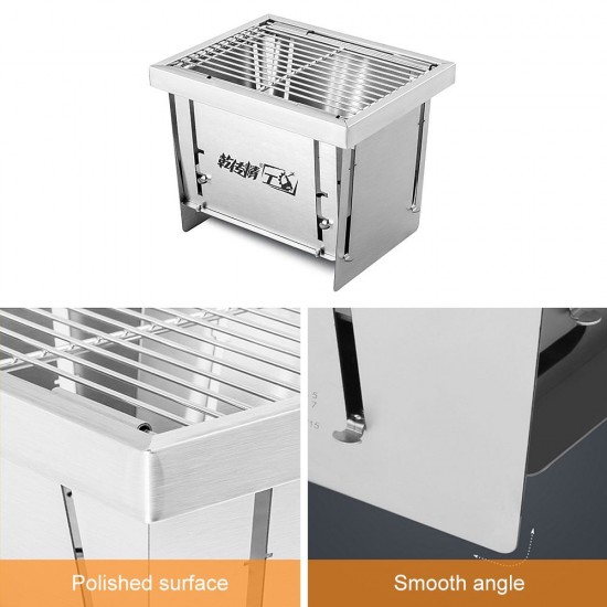 Outdoor Stainless Steel Grill Portable Wood Burning Camping Stove Folding BBQ Grill Windproof Camping Picnic Tool For Home Park Use Outdoor Stainless Steel Grill Portable Wood Burning Camping Stove Folding BBQ Grill Windproof Camping Picnic Tool For Home Park Use