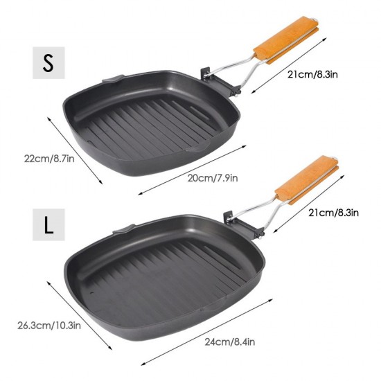 Outdoor Camping Frying Pan Ultralight Iron Steak Pot with Foldable Handle Cooking Tableware Outdoor Camping Frying Pan Ultralight Iron Steak Pot with Foldable Handle Cooking Tableware