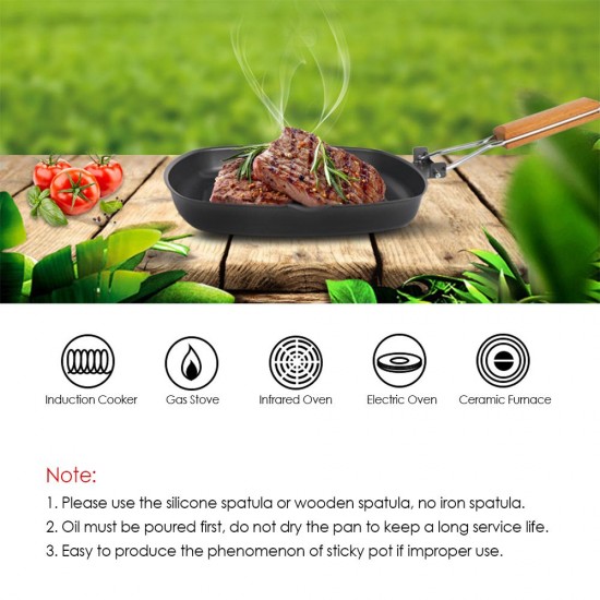 Outdoor Camping Frying Pan Ultralight Iron Steak Pot with Foldable Handle Cooking Tableware Outdoor Camping Frying Pan Ultralight Iron Steak Pot with Foldable Handle Cooking Tableware