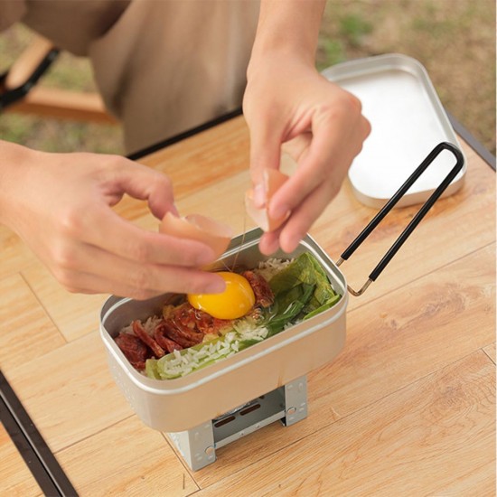 Lunch Box Mini Cutting Board Combo Set with Mini Folding Stove Steaming Rack Folding Windshield Fork Spoon Chopsticks Lunch Box Mini Cutting Board Combo Set with Mini Folding Stove Steaming Rack Folding Windshield Fork Spoon Chopsticks