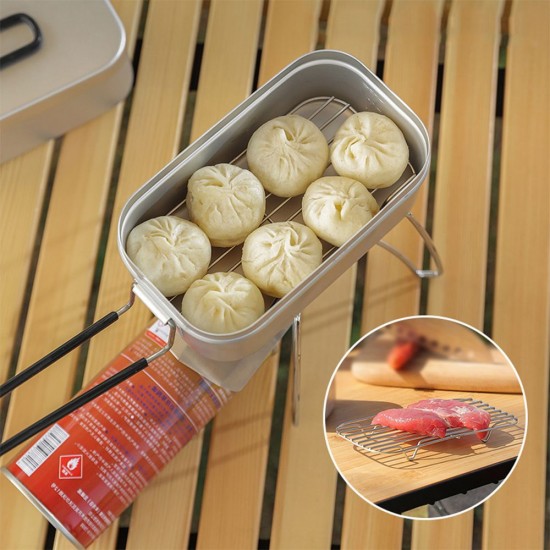 Lunch Box Mini Cutting Board Combo Set with Mini Folding Stove Steaming Rack Folding Windshield Fork Spoon Chopsticks Lunch Box Mini Cutting Board Combo Set with Mini Folding Stove Steaming Rack Folding Windshield Fork Spoon Chopsticks