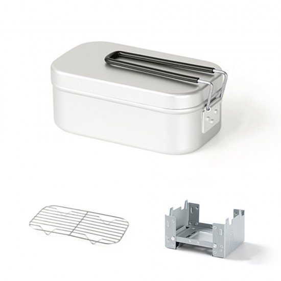 Lunch Box Mini Cutting Board Combo Set with Mini Folding Stove Steaming Rack Folding Windshield Fork Spoon Chopsticks Lunch Box Mini Cutting Board Combo Set with Mini Folding Stove Steaming Rack Folding Windshield Fork Spoon Chopsticks