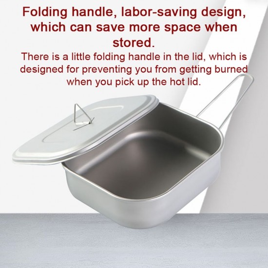 0.8mm Thick Titanium Lunch Box 1000ml Large Capacity Mess Tin with Lid Folding Handle Outdoor Camping Cookware 0.8mm Thick Titanium Lunch Box 1000ml Large Capacity Mess Tin with Lid Folding Handle Outdoor Camping Cookware