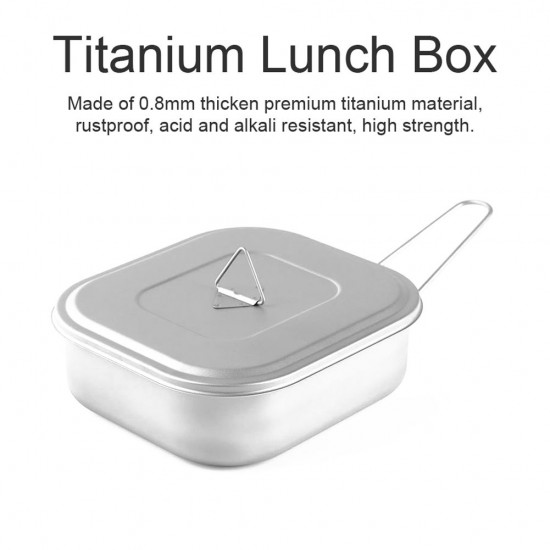 0.8mm Thick Titanium Lunch Box 1000ml Large Capacity Mess Tin with Lid Folding Handle Outdoor Camping Cookware 0.8mm Thick Titanium Lunch Box 1000ml Large Capacity Mess Tin with Lid Folding Handle Outdoor Camping Cookware