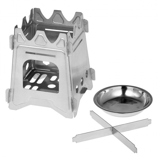 Outdoor Camping Stove Portable Folding Pocket Backpacking Wood Stove with Alcohol Tray for Camping Fishing Hiking Outdoor Camping Stove Portable Folding Pocket Backpacking Wood Stove with Alcohol Tray for Camping Fishing Hiking
