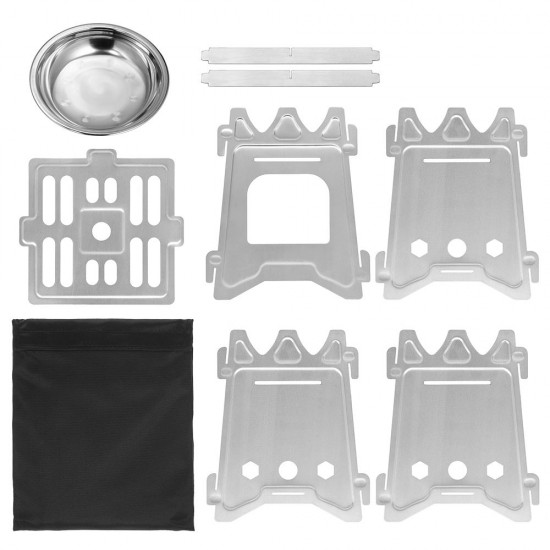 Outdoor Camping Stove Portable Folding Pocket Backpacking Wood Stove with Alcohol Tray for Camping Fishing Hiking Outdoor Camping Stove Portable Folding Pocket Backpacking Wood Stove with Alcohol Tray for Camping Fishing Hiking