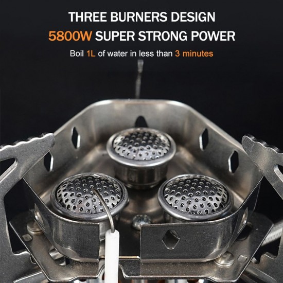 5800W Foldable Camping Gas Stove 3 Burners Piezo Ignition Lightweight Windproof Backpacking Stove Outdoor Cooking Stove for Camping Hiking Picnics 5800W Foldable Camping Gas Stove 3 Burners Piezo Ignition Lightweight Windproof Backpacking Stove Outdoor Cooking Stove for Camping Hiking Picnics