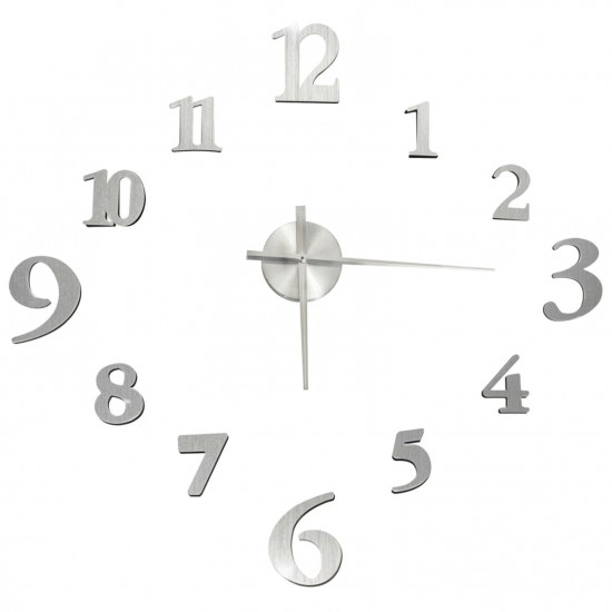 3D Wall Clock Modern Design Silver 100 cm XXL 3D Wall Clock Modern Design Silver 100 cm XXL