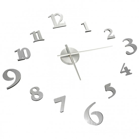 3D Wall Clock Modern Design Silver 100 cm XXL 3D Wall Clock Modern Design Silver 100 cm XXL