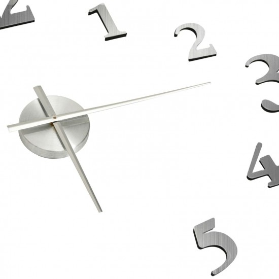 3D Wall Clock Modern Design Silver 100 cm XXL 3D Wall Clock Modern Design Silver 100 cm XXL