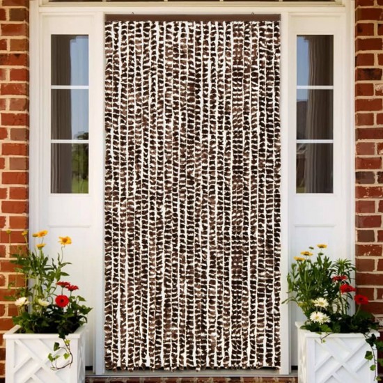 Insect Curtain Brown and White 100x220 cm Chenille Insect Curtain Brown and White 100x220 cm Chenille