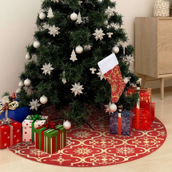 Luxury Christmas Tree Skirt with Sock Red 150 cm Fabric Luxury Christmas Tree Skirt with Sock Red 150 cm Fabric