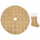 Luxury Christmas Tree Skirt with Sock Yellow 122 cm Fabric Luxury Christmas Tree Skirt with Sock Yellow 122 cm Fabric