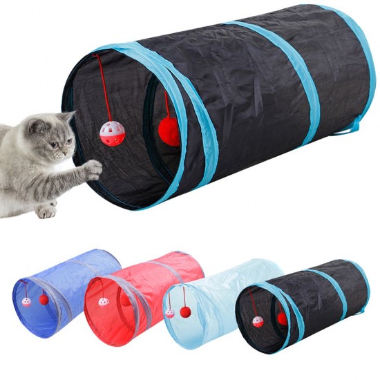 Collapsible Cat Tunnel Interactive Play Toy with Ringbell Ball for Hiding Hunting and Resting Ideal for Multi-cat and Independent Play Collapsible Cat Tunnel Interactive Play Toy with Ringbell Ball for Hiding Hunting and Resting Ideal for Multi-cat and Independent Play