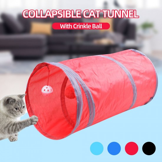 Collapsible Cat Tunnel Interactive Play Toy with Ringbell Ball for Hiding Hunting and Resting Ideal for Multi-cat and Independent Play Collapsible Cat Tunnel Interactive Play Toy with Ringbell Ball for Hiding Hunting and Resting Ideal for Multi-cat and Independent Play