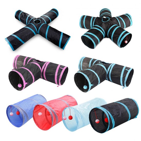 Collapsible Cat Tunnel Interactive Play Toy with Ringbell Ball for Hiding Hunting and Resting Ideal for Multi-cat and Independent Play Collapsible Cat Tunnel Interactive Play Toy with Ringbell Ball for Hiding Hunting and Resting Ideal for Multi-cat and Independent Play