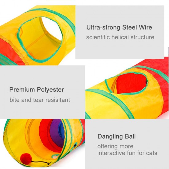 Collapsible Cat Tunnel Road Cat Toys Kitty Tunnel Pompon Ball Cat Interactive Play Toy for Hiding Resting Collapsible Cat Tunnel Road Cat Toys Kitty Tunnel Pompon Ball Cat Interactive Play Toy for Hiding Resting