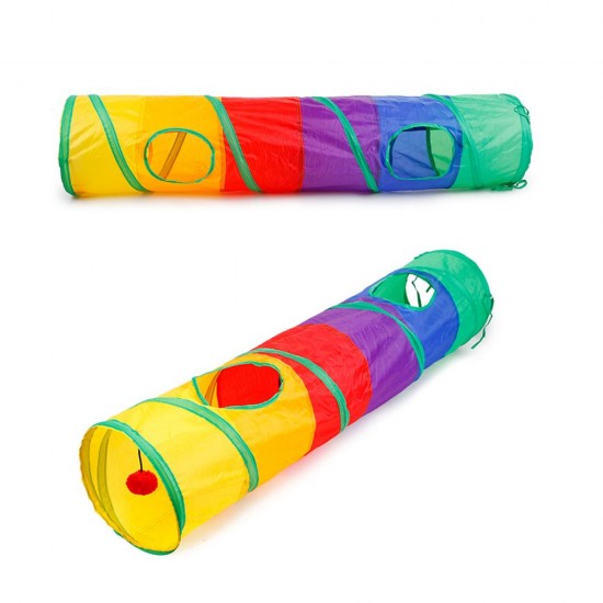 Collapsible Cat Tunnel Road Cat Toys Kitty Tunnel Pompon Ball Cat Interactive Play Toy for Hiding Resting Collapsible Cat Tunnel Road Cat Toys Kitty Tunnel Pompon Ball Cat Interactive Play Toy for Hiding Resting
