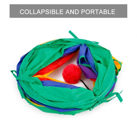 Collapsible Cat Tunnel Road Cat Toys Kitty Tunnel Pompon Ball Cat Interactive Play Toy for Hiding Resting Collapsible Cat Tunnel Road Cat Toys Kitty Tunnel Pompon Ball Cat Interactive Play Toy for Hiding Resting