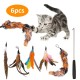 Cat Pet Feather Wand Cat Interactive Retractable Feather Toys Teaser with Bell 5 pcs Feather Replacement Cat Pet Feather Wand Cat Interactive Retractable Feather Toys Teaser with Bell 5 pcs Feather Replacement