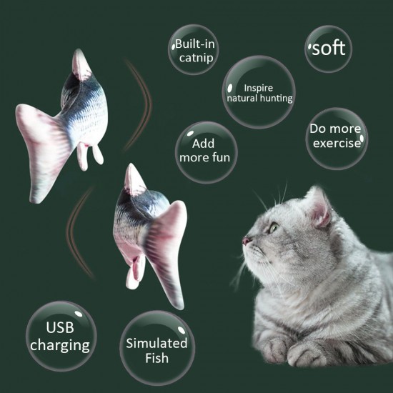 Electric USB Charging Simulation Fish Cat Toy Funny Interactive Pets Cats Catnip Toys for Cat Kitty Kitten-Perfect for Biting Chewing Kicking Electric USB Charging Simulation Fish Cat Toy Funny Interactive Pets Cats Catnip Toys for Cat Kitty Kitten-Perfect for Biting Chewing Kicking