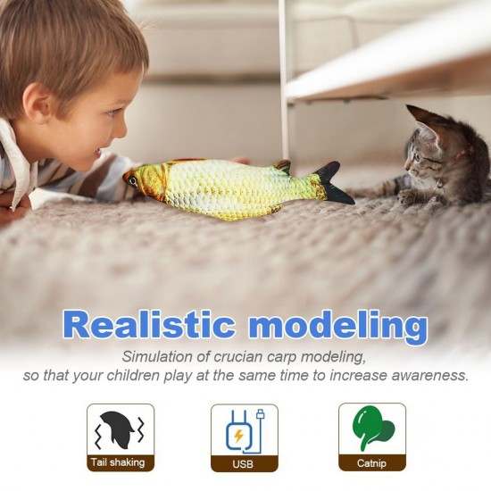 Electric Moving Kicker Simulation Fish Toy Cat USB Charging Realistic Flopping Fish, Wiggle Fish Catnip Toys for Cat Kitty Biting Chewing Kicking Electric Moving Kicker Simulation Fish Toy Cat USB Charging Realistic Flopping Fish, Wiggle Fish Catnip Toys for Cat Kitty Biting Chewing Kicking