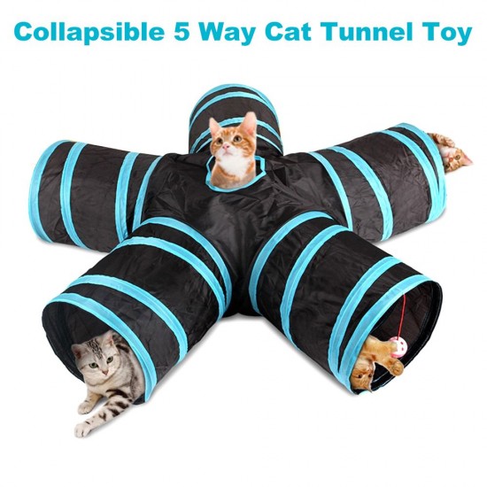Indoor Cat Tunnel 5 Way Pet Play Tunnel Collapsible Tunnel Tube Kitty Tunnel Peek Hole Toy Pet Toys for Cats Puppies Rabbits Indoor Cat Tunnel 5 Way Pet Play Tunnel Collapsible Tunnel Tube Kitty Tunnel Peek Hole Toy Pet Toys for Cats Puppies Rabbits