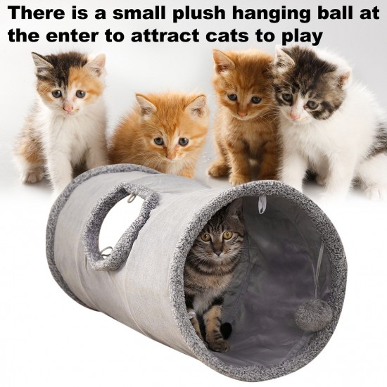 Pet Collapsible Cat Tunnel, Cat Toys Play Tunnel Durable Suede Pet Crinkle Tunnel with Ball, 130*30cm Pet Collapsible Cat Tunnel, Cat Toys Play Tunnel Durable Suede Pet Crinkle Tunnel with Ball, 130*30cm