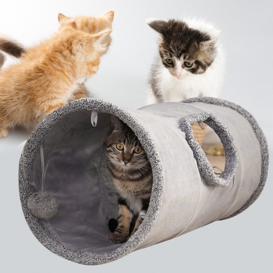 Pet Collapsible Cat Tunnel, Cat Toys Play Tunnel Durable Suede Pet Crinkle Tunnel with Ball, 130*30cm Pet Collapsible Cat Tunnel, Cat Toys Play Tunnel Durable Suede Pet Crinkle Tunnel with Ball, 130*30cm