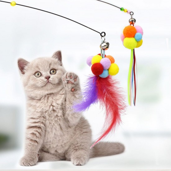 Cat Interactive Stick with Balls Bells Feather Wand for Cat Teaser Catcher Exercise Playing Fun Toys Pet Supplies Cat Interactive Stick with Balls Bells Feather Wand for Cat Teaser Catcher Exercise Playing Fun Toys Pet Supplies