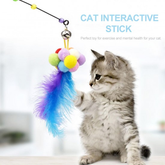 Cat Interactive Stick with Balls Bells Feather Wand for Cat Teaser Catcher Exercise Playing Fun Toys Pet Supplies Cat Interactive Stick with Balls Bells Feather Wand for Cat Teaser Catcher Exercise Playing Fun Toys Pet Supplies